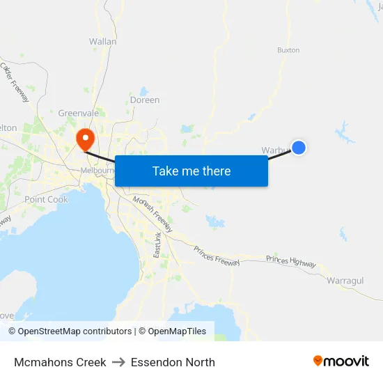 Mcmahons Creek to Essendon North map