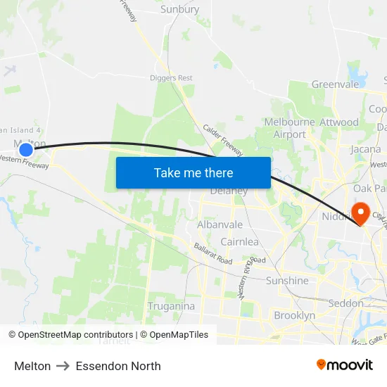 Melton to Essendon North map