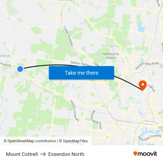 Mount Cottrell to Essendon North map