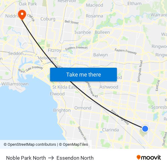 Noble Park North to Essendon North map