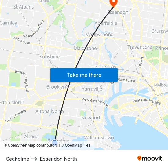 Seaholme to Essendon North map