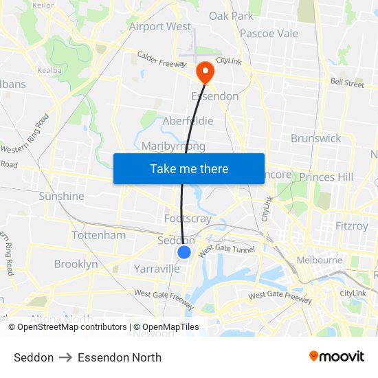 Seddon to Essendon North map