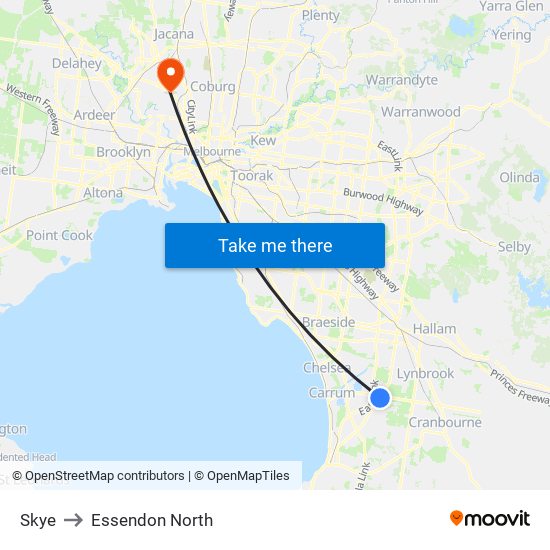 Skye to Essendon North map