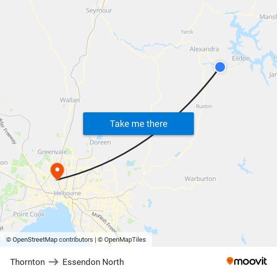 Thornton to Essendon North map