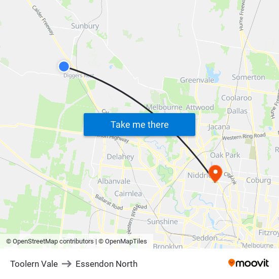 Toolern Vale to Essendon North map