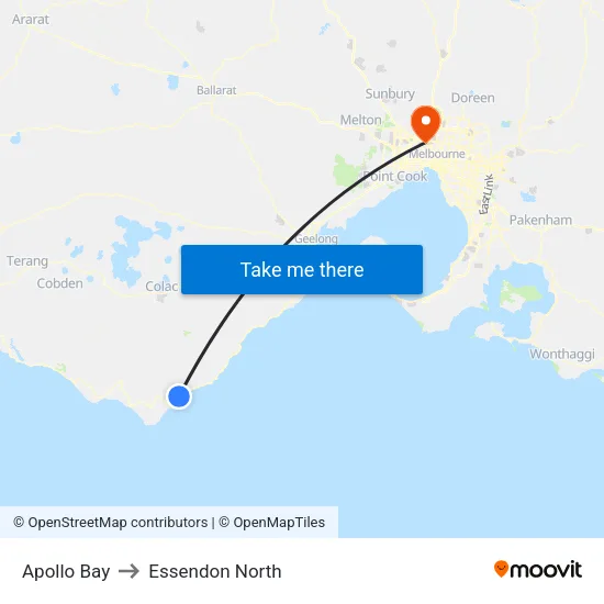 Apollo Bay to Essendon North map