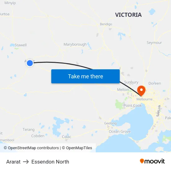 Ararat to Essendon North map