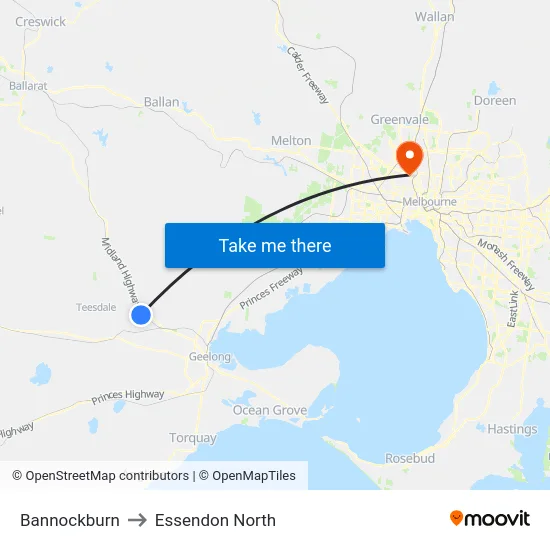 Bannockburn to Essendon North map
