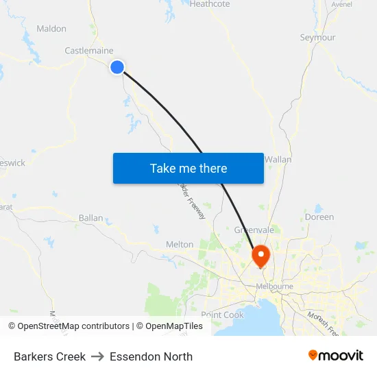 Barkers Creek to Essendon North map