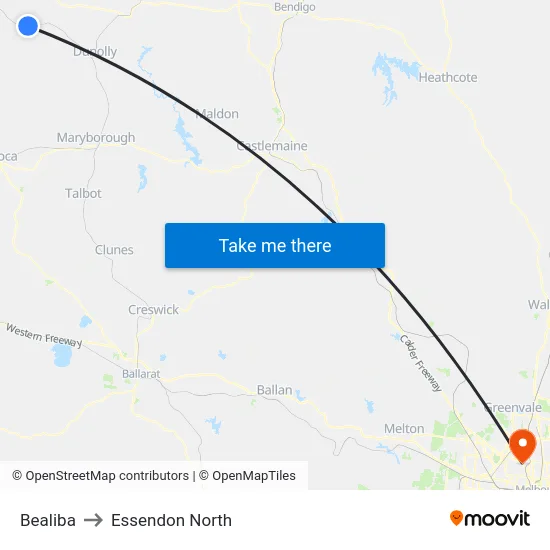 Bealiba to Essendon North map