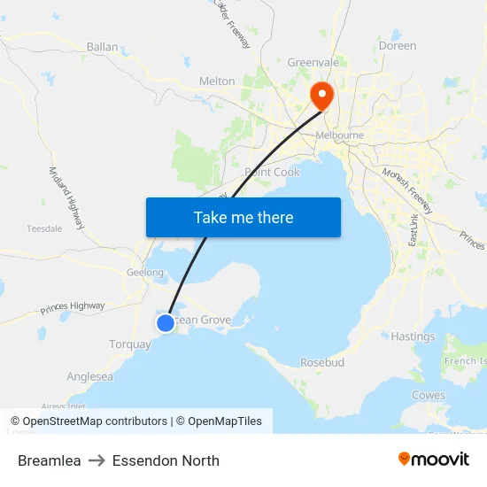 Breamlea to Essendon North map