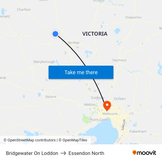 Bridgewater On Loddon to Essendon North map