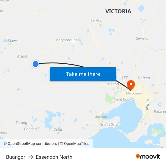 Buangor to Essendon North map