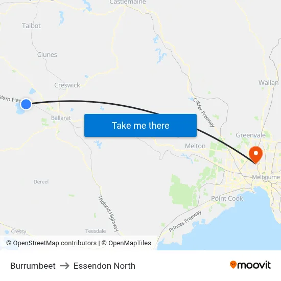 Burrumbeet to Essendon North map