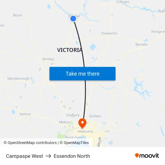 Campaspe West to Essendon North map