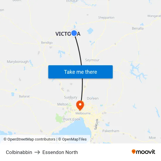 Colbinabbin to Essendon North map