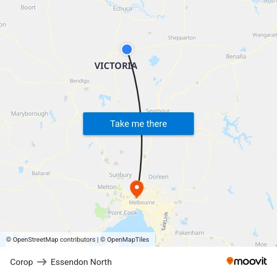 Corop to Essendon North map