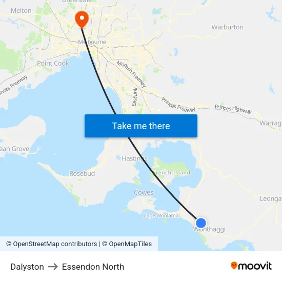 Dalyston to Essendon North map