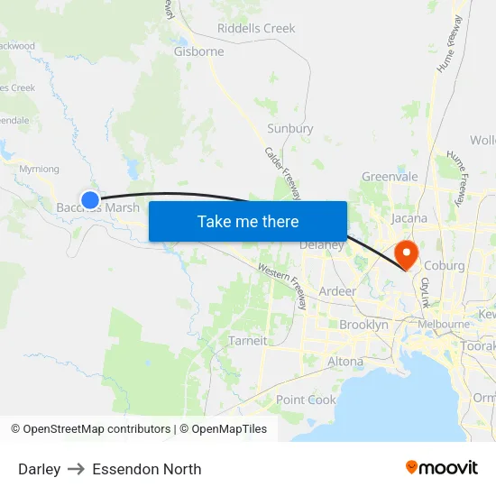 Darley to Essendon North map