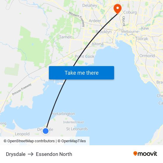 Drysdale to Essendon North map