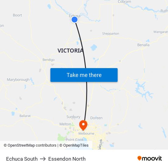 Echuca South to Essendon North map