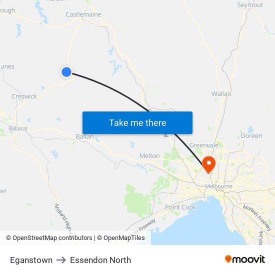 Eganstown to Essendon North map