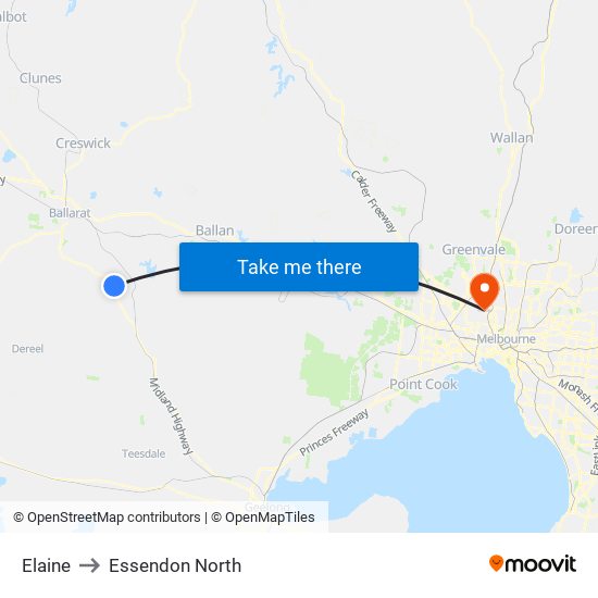 Elaine to Essendon North map