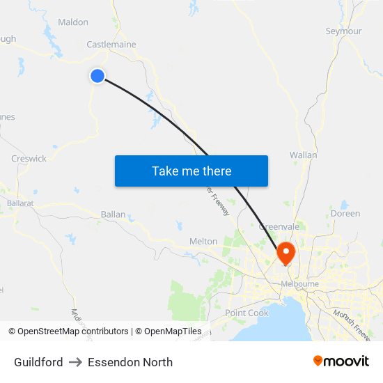 Guildford to Essendon North map