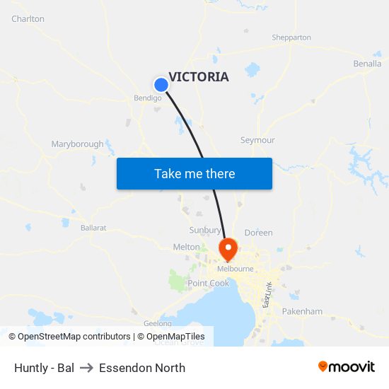 Huntly - Bal to Essendon North map