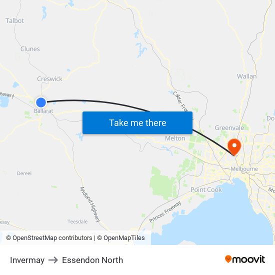 Invermay to Essendon North map