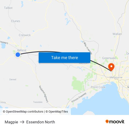 Magpie to Essendon North map