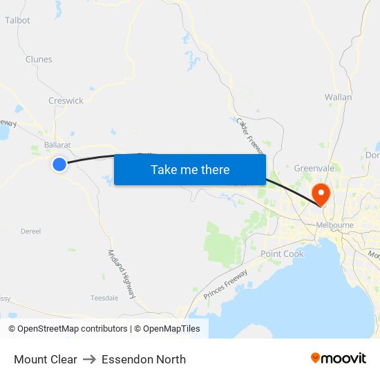 Mount Clear to Essendon North map