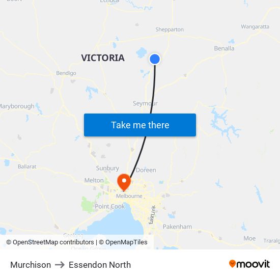 Murchison to Essendon North map