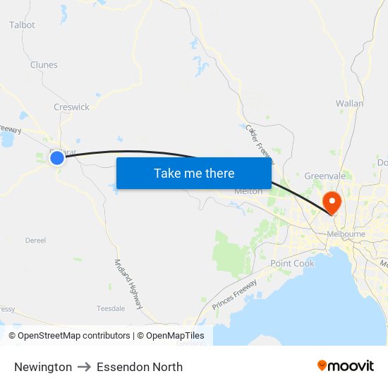 Newington to Essendon North map