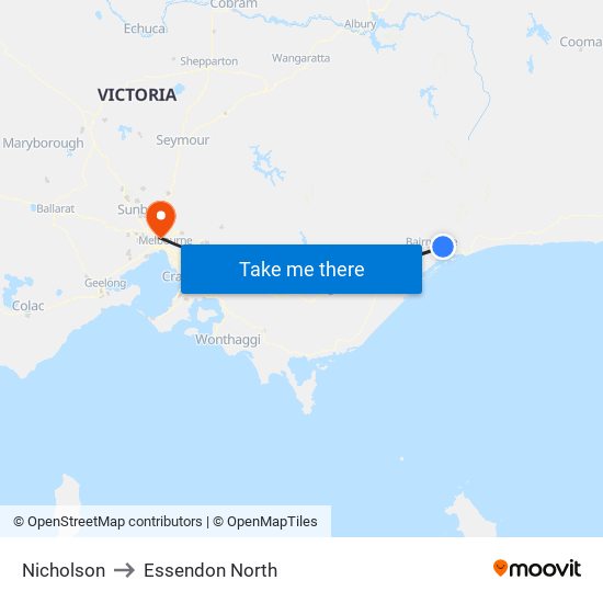 Nicholson to Essendon North map