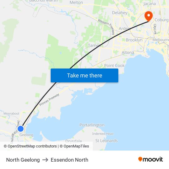 North Geelong to Essendon North map