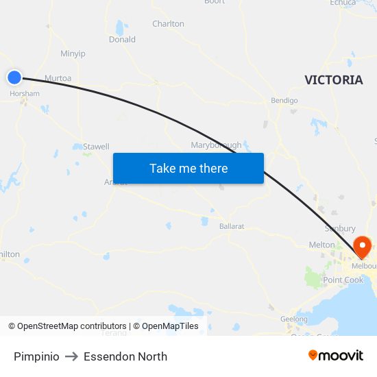 Pimpinio to Essendon North map