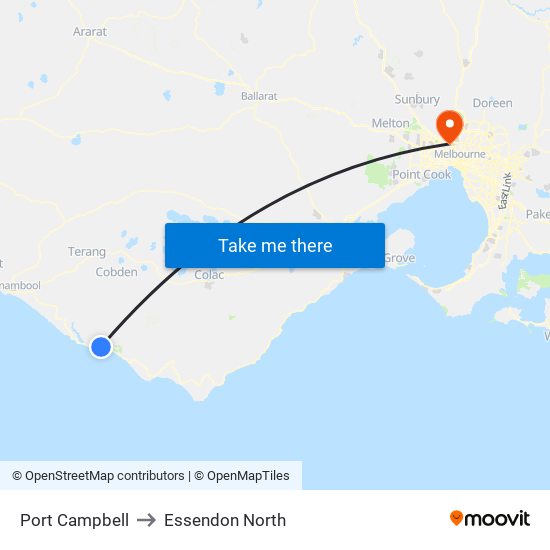 Port Campbell to Essendon North map