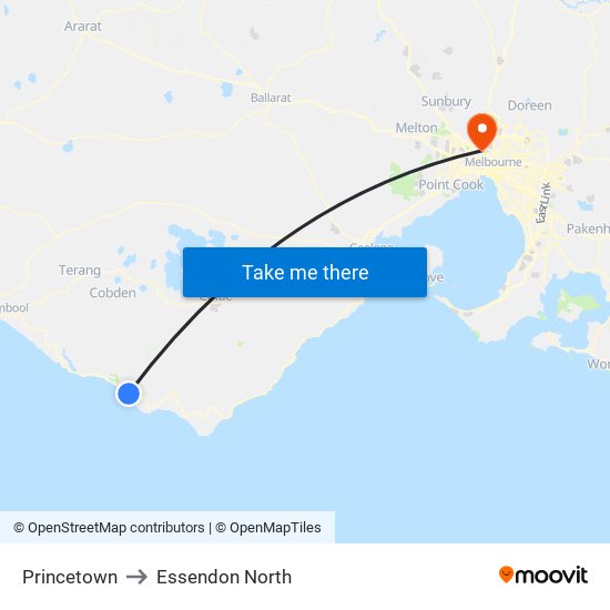 Princetown to Essendon North map