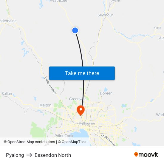 Pyalong to Essendon North map