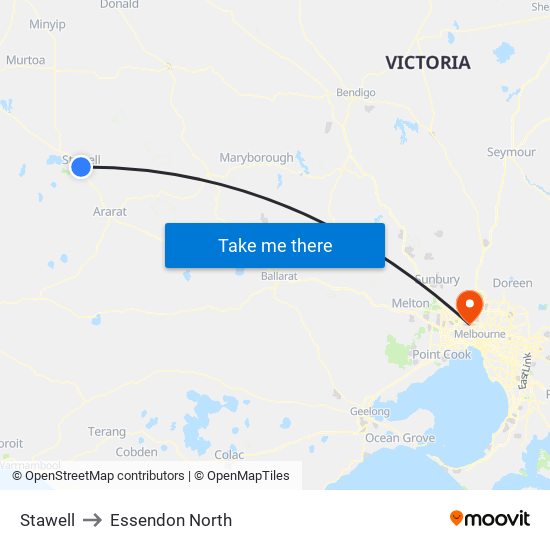 Stawell to Essendon North map