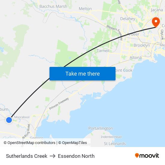 Sutherlands Creek to Essendon North map