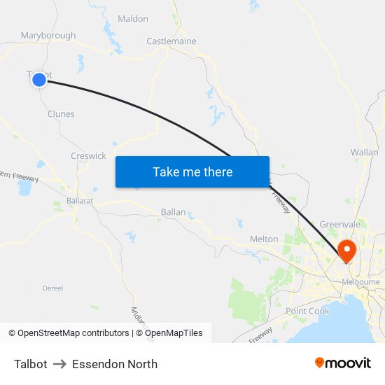 Talbot to Essendon North map