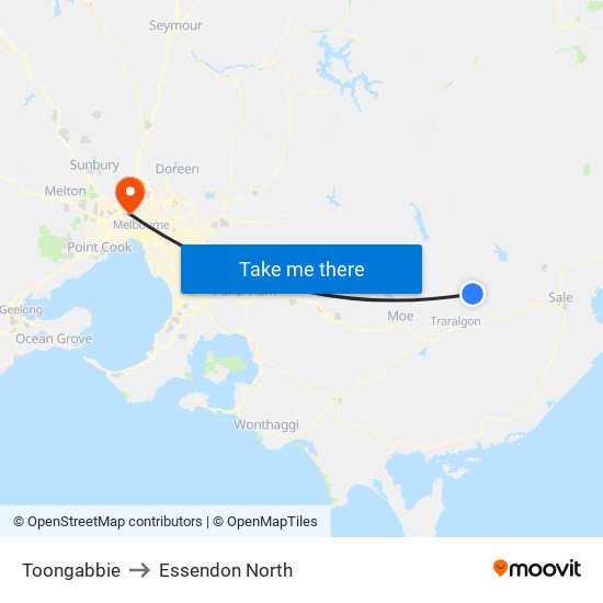 Toongabbie to Essendon North map