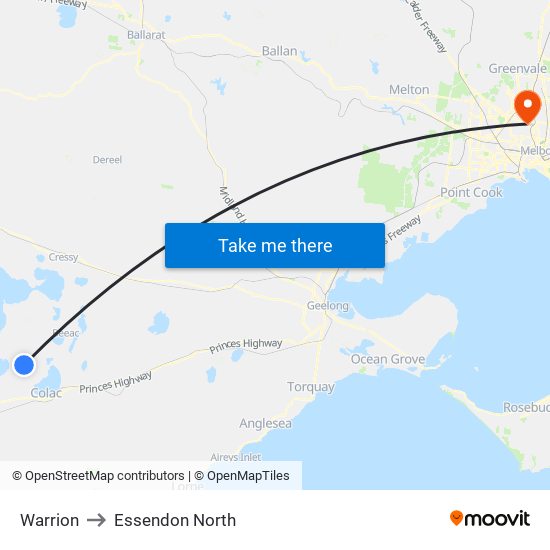 Warrion to Essendon North map