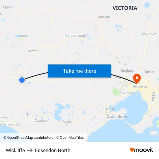 Wickliffe to Essendon North map