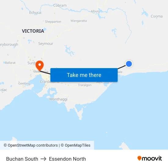 Buchan South to Essendon North map