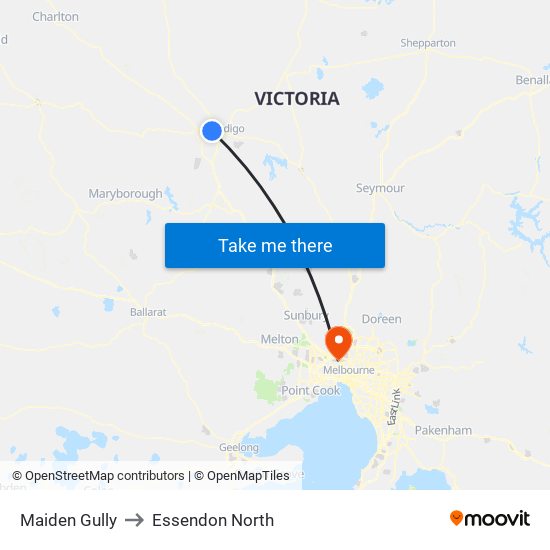 Maiden Gully to Essendon North map