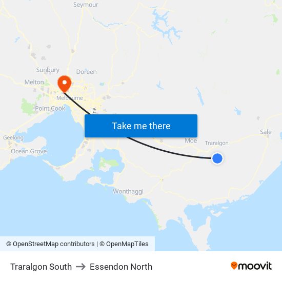 Traralgon South to Essendon North map
