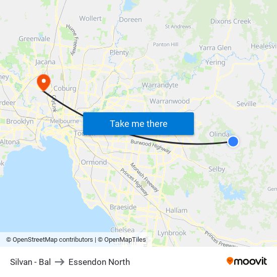 Silvan - Bal to Essendon North map